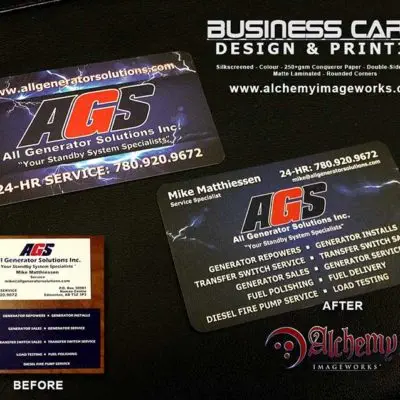 All Generator Solutions Business Card Design